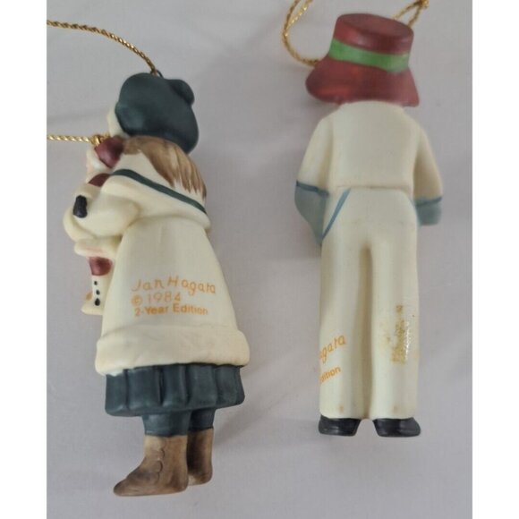 Vintage Hagara Ornament Lot of 3 Holly Noel Jody W Box 1980s Victorian Taiwan - Picture 7 of 8